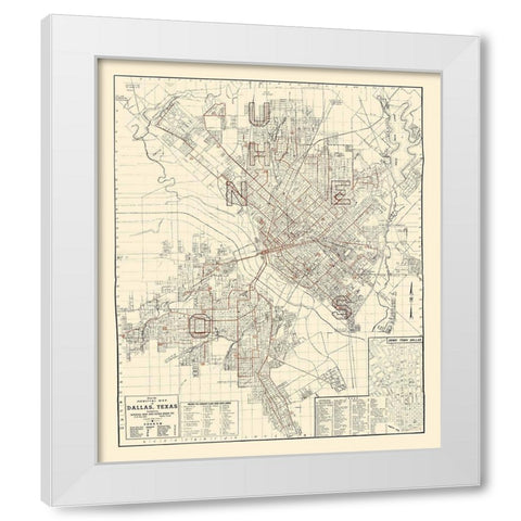 Dallas Texas - Evans 1937 White Modern Wood Framed Art Print by Evans