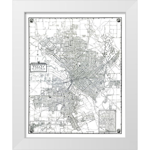 Dallas Texas - Ashburn 1942 White Modern Wood Framed Art Print by Ashburn
