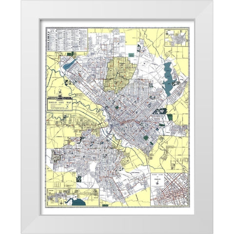 Dallas Texas - Ashburn 1948 White Modern Wood Framed Art Print by Ashburn
