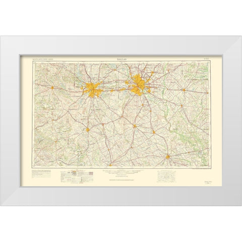 Dallas Texas Quad - USGS 1963 White Modern Wood Framed Art Print by USGS