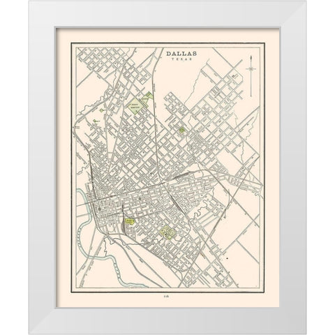 Dallas Texas - Cram 1892 White Modern Wood Framed Art Print by Cram