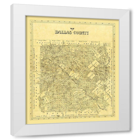 Dallas County Texas White Modern Wood Framed Art Print by Unknown
