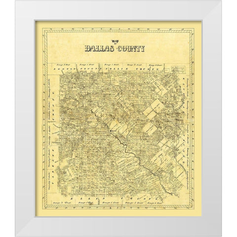 Dallas County Texas White Modern Wood Framed Art Print by Unknown