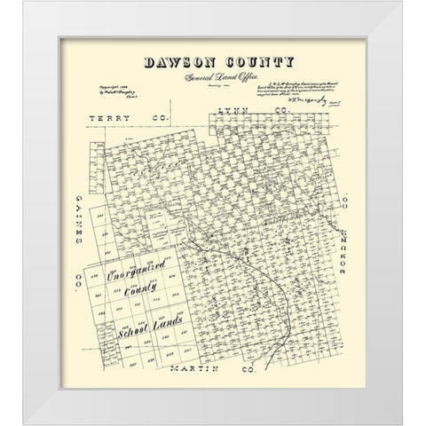 Dawson County Texas - McGaughey 1892 White Modern Wood Framed Art Print by McGaughey