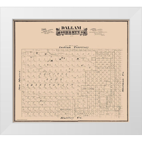 Dallam County Texas - Hall 1888 White Modern Wood Framed Art Print by Hall