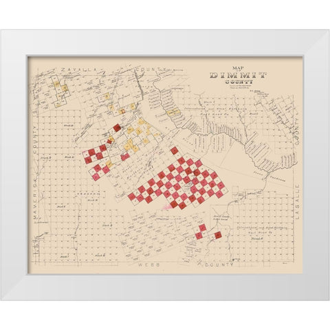 Dimmit County Texas -1897 White Modern Wood Framed Art Print by Unknown