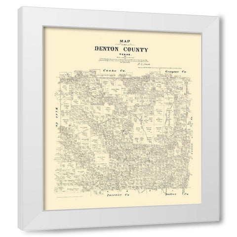 Denton County Texas - Walsh 1879 White Modern Wood Framed Art Print by Walsh