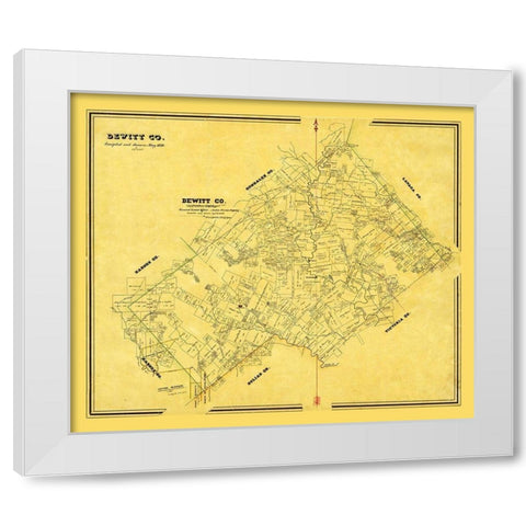 Dewitt County Texas - Arlitt 1870 White Modern Wood Framed Art Print by Arlitt