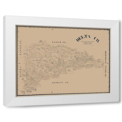 Delta County Texas - Blain 1889 White Modern Wood Framed Art Print by Blain