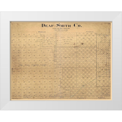 Deaf Smith County Texas - Pressler 1898 White Modern Wood Framed Art Print by Pressler