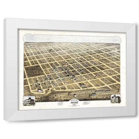 Denison Texas - Pearce 1873 White Modern Wood Framed Art Print by Pearce