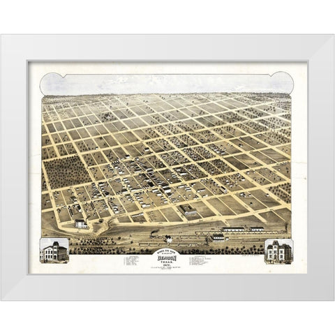 Denison Texas - Pearce 1873 White Modern Wood Framed Art Print by Pearce