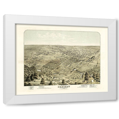 Denison Texas - Morse 1876 White Modern Wood Framed Art Print by Morse