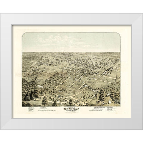 Denison Texas - Morse 1876 White Modern Wood Framed Art Print by Morse
