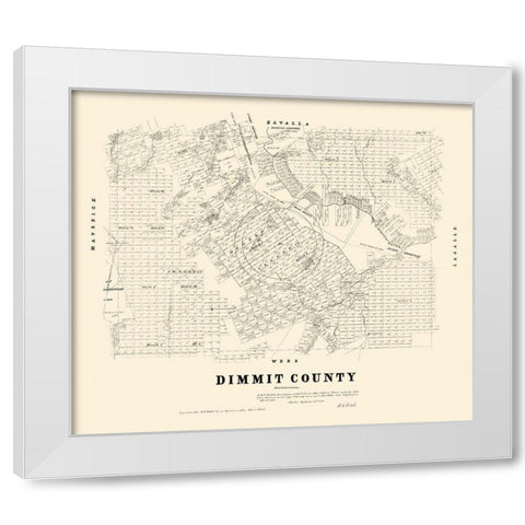 Dimmit County Texas - Walsh 1879 White Modern Wood Framed Art Print by Walsh
