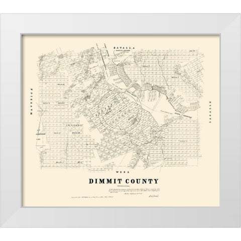 Dimmit County Texas - Walsh 1879 White Modern Wood Framed Art Print by Walsh