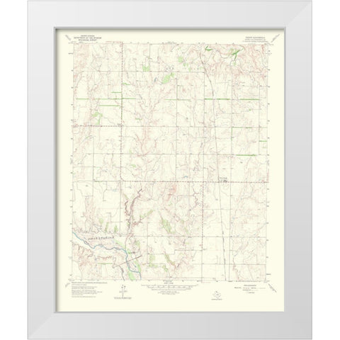 Dozier Texas Quad - USGS 1967 White Modern Wood Framed Art Print by USGS