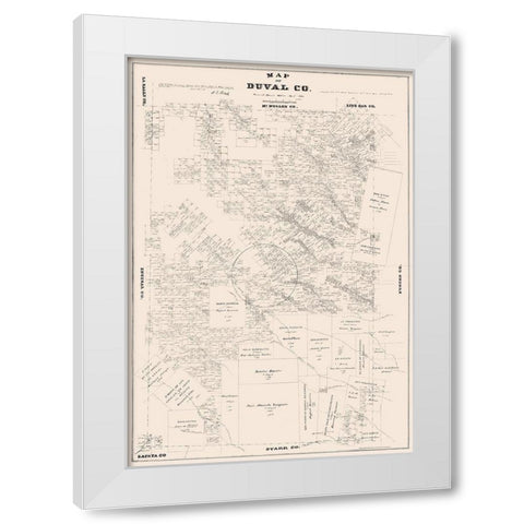 Duval County Texas - Walsh 1880 White Modern Wood Framed Art Print by Walsh