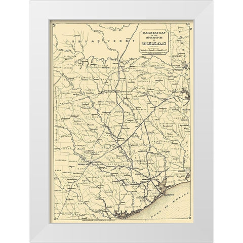 Texas State Railroads - 1873 White Modern Wood Framed Art Print by Unknown