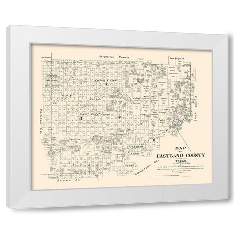 Eastland County Texas - Walsh 1879 White Modern Wood Framed Art Print by Walsh