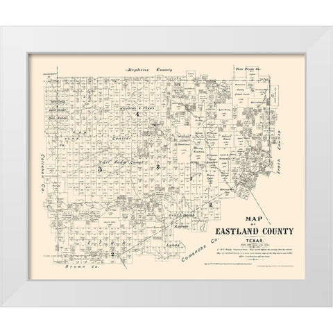 Eastland County Texas - Walsh 1879 White Modern Wood Framed Art Print by Walsh