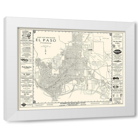 El Paso Texas - Western 1938 White Modern Wood Framed Art Print by Western