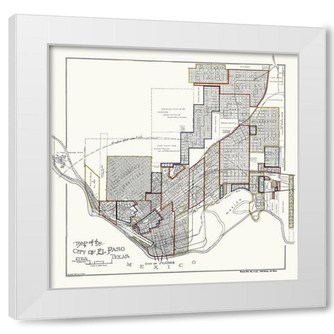 El Paso Texas - Baer 1906 White Modern Wood Framed Art Print by Baer