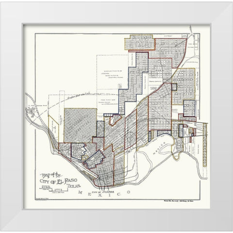El Paso Texas - Baer 1906 White Modern Wood Framed Art Print by Baer