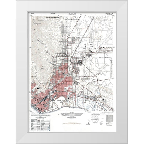 El Paso Texas Sheet - USGS 1947 White Modern Wood Framed Art Print by USGS