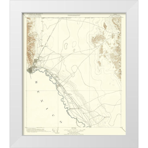 El Paso Texas Quad - USGS 1907 White Modern Wood Framed Art Print by USGS