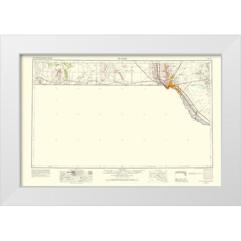 El Paso Texas Quad - USGS 1968 White Modern Wood Framed Art Print by USGS