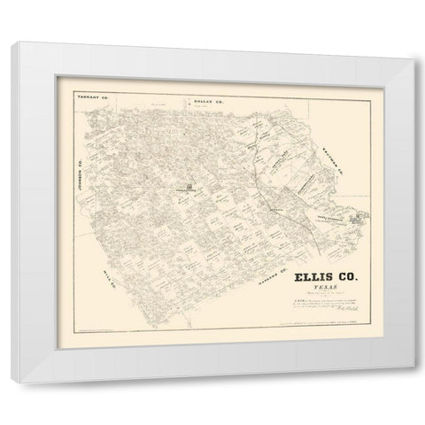 Ellis County Texas - Walsh 1879 White Modern Wood Framed Art Print by Walsh