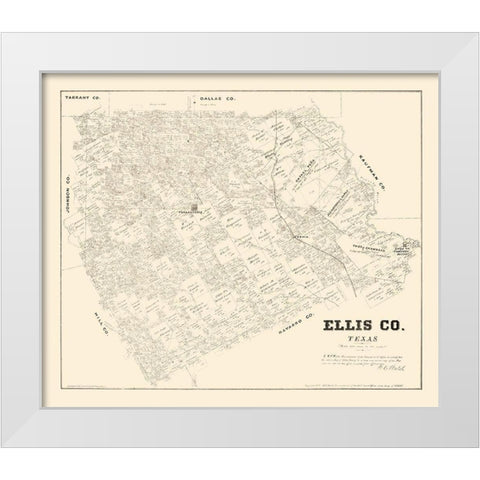 Ellis County Texas - Walsh 1879 White Modern Wood Framed Art Print by Walsh