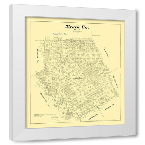 Erath County Texas - Walsh 1879 White Modern Wood Framed Art Print by Walsh