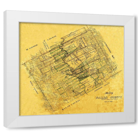 Falls County Texas - Martin 1868 White Modern Wood Framed Art Print by Martin