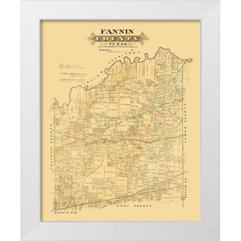 Fannin County Texas - Marshall 1870 White Modern Wood Framed Art Print by Marshall