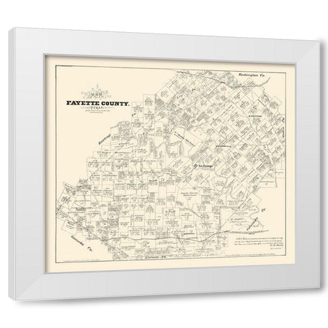 Fayette County Texas - Walsh 1879 White Modern Wood Framed Art Print by Walsh