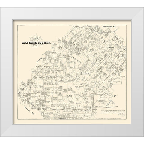Fayette County Texas - Walsh 1879 White Modern Wood Framed Art Print by Walsh