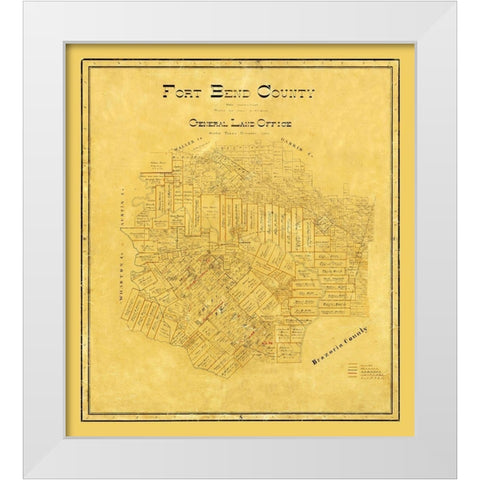 Fort Bend County Texas - 1892 White Modern Wood Framed Art Print by Unknown