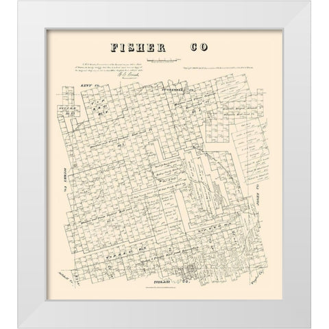 Fisher County Texas - Walsh 1880 White Modern Wood Framed Art Print by Walsh
