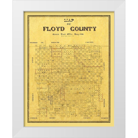 Floyd County Texas - 1888 White Modern Wood Framed Art Print by Unknown