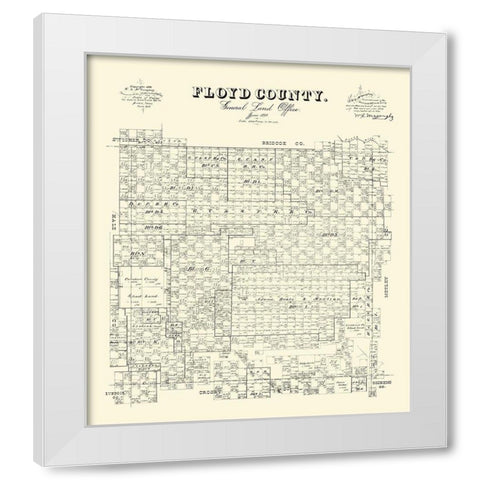 Floyd County Texas - McGaughey 1892 White Modern Wood Framed Art Print by McGaughey
