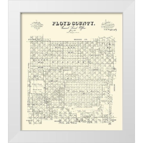 Floyd County Texas - McGaughey 1892 White Modern Wood Framed Art Print by McGaughey