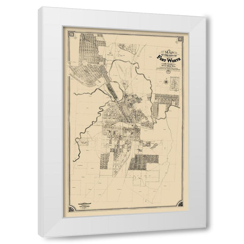 Fort Worth Texas - King 1888 White Modern Wood Framed Art Print by King
