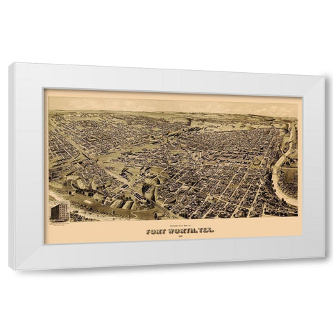 Fort Worth Texas - Wellge 1891 White Modern Wood Framed Art Print by Wellge