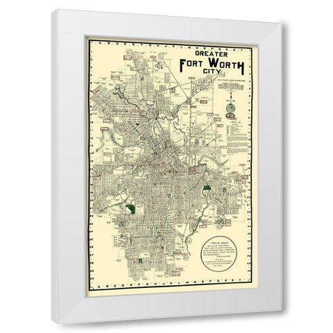 Fort Worth Texas - Rogers 1920 White Modern Wood Framed Art Print by Rogers