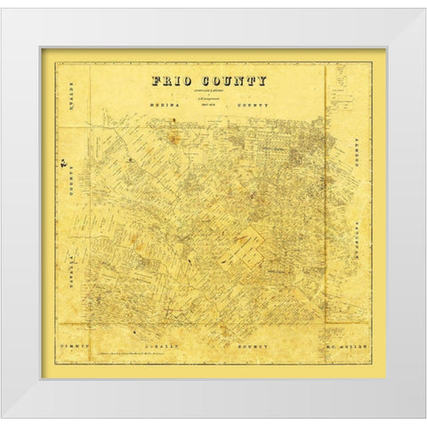 Frio County Texas - Langermann 1879 White Modern Wood Framed Art Print by Langermann