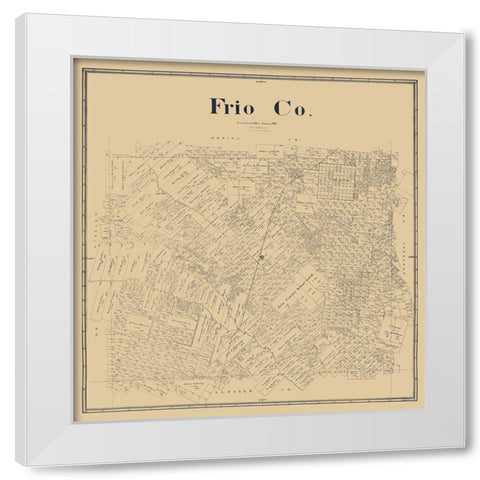 Frio County Texas - Beaumont 1893 White Modern Wood Framed Art Print by Beaumont