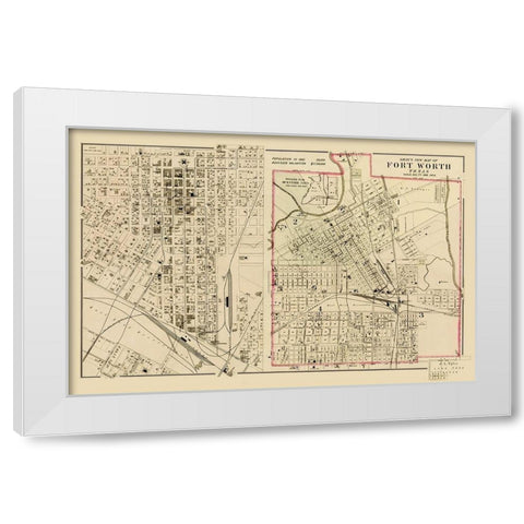 Ft. Worth Texas Landowner - Gray 1885 White Modern Wood Framed Art Print by Gray