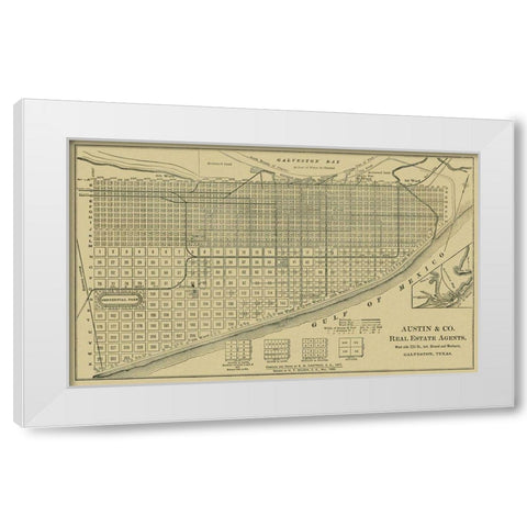 Galveston Texas - Austin 1891 White Modern Wood Framed Art Print by Austin